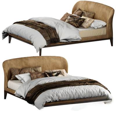 现代布艺卧室双人床-93